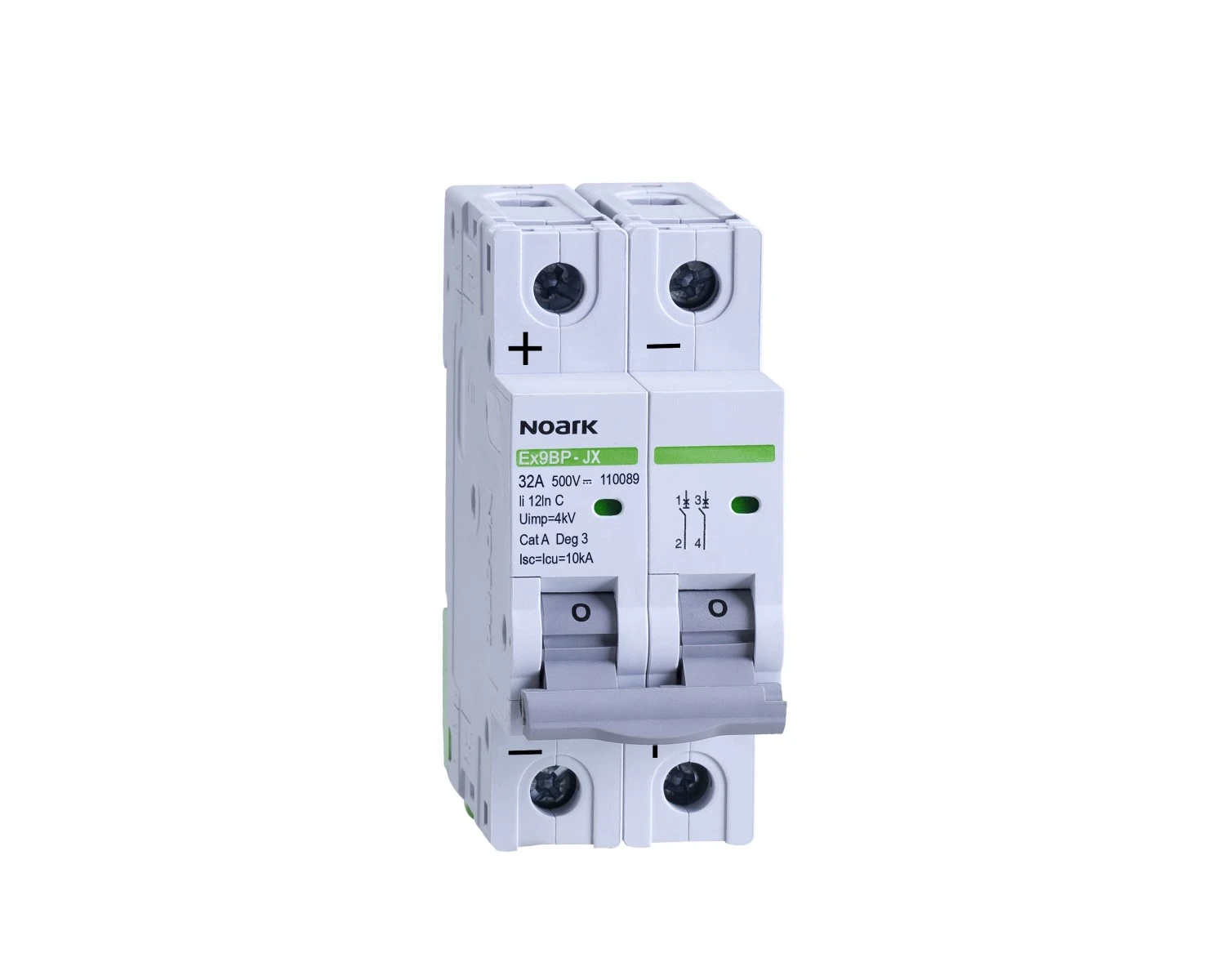 Intrerupator automat DC 16A 2P Curba C 10kA 500V - Noark Ex9BP-JX(+) 110086 pentru aplicatii fotovoltaice