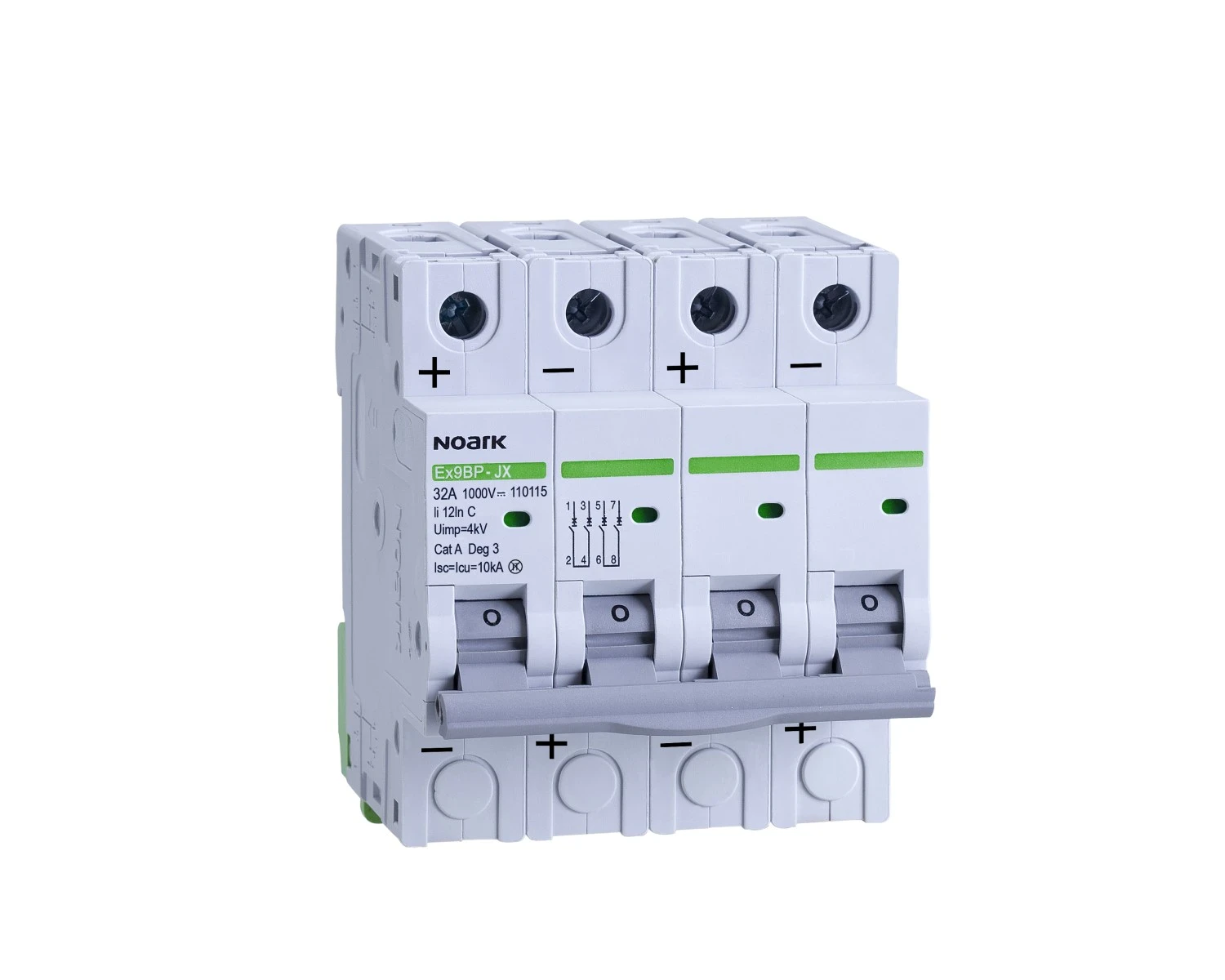 Intrerupator automat DC 10A 4P Curba C 10kA 1000V - Noark Ex9BP-JX(+) 110111 pentru aplicatii fotovoltaice