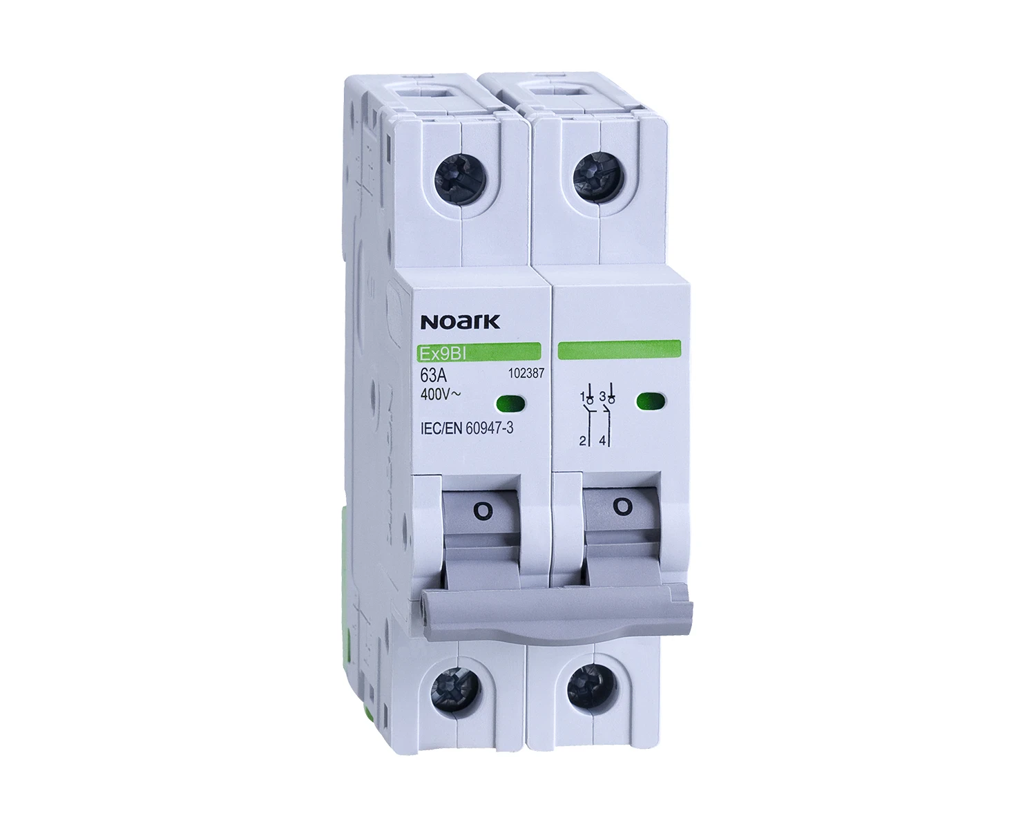 Intreruptor-separator 16A 2P latime 2 module - Noark - Ex9BI - 102383