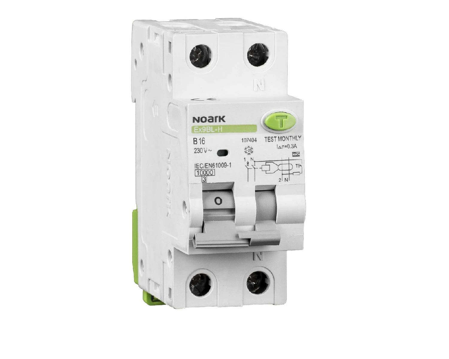 Intrerupator diferential RCBO 16A 1P+N 30mA 10kA tip AC Curba C - Noark Ex9BL-H 107394