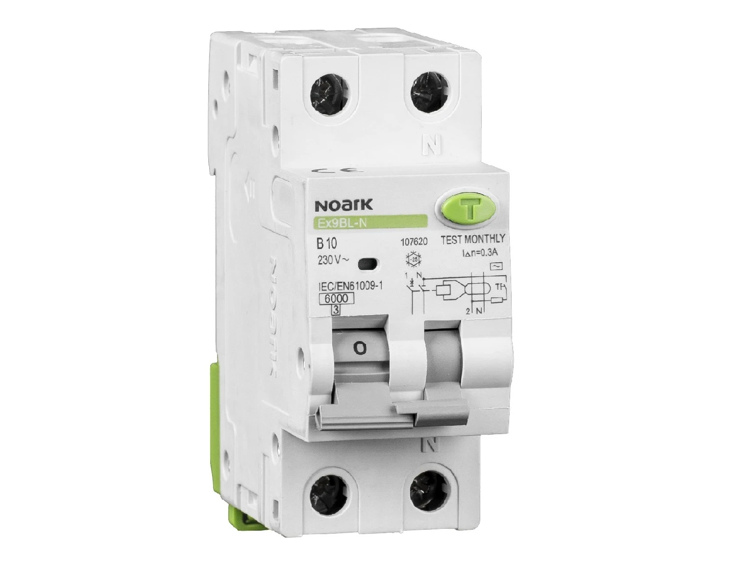Intrerupator diferential RCBO 16A 1P+N 30mA 6kA tip AC Curba B - Noark Ex9BL-N 107622