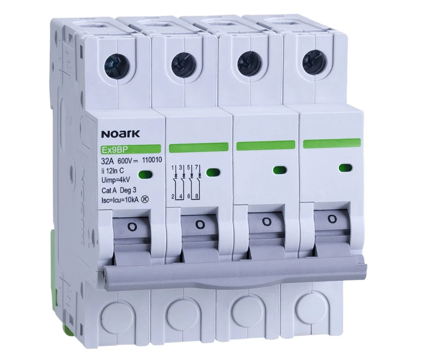 Intrerupator automat DC 10A 4P Curba K 10kA 600V - Noark Ex9BP 110059 pentru aplicatii fotovoltaice