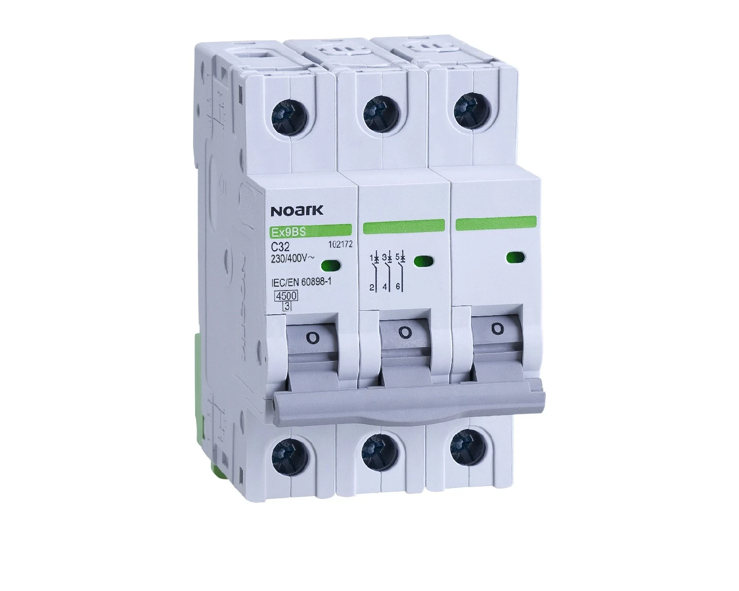 Siguranta electrica modulara 6A 3P+N Curba B 4.5kA - Noark Ex9BS 102090