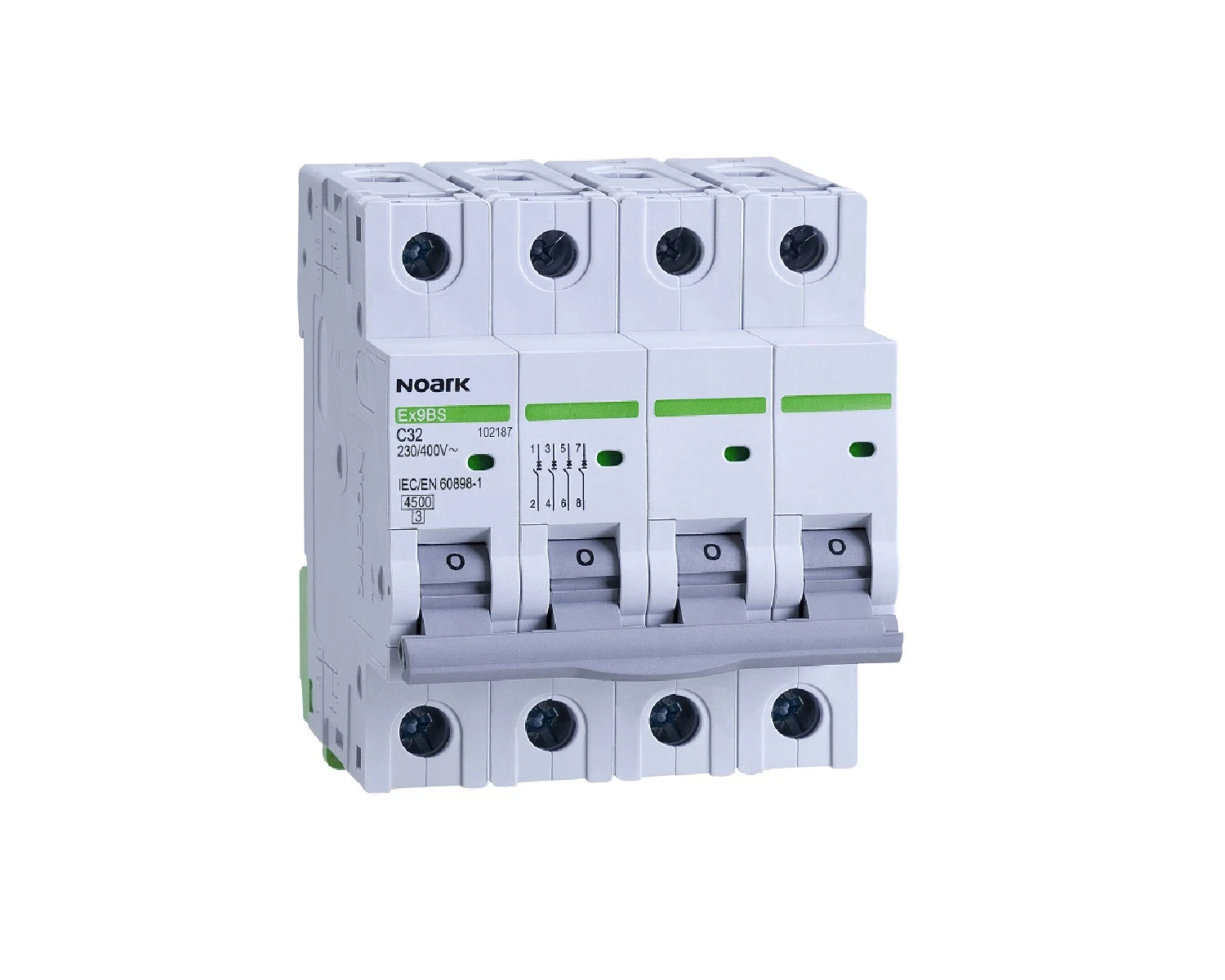 Siguranta electrica modulara 6A 4P Curba B 4.5kA - Noark Ex9BS 102105