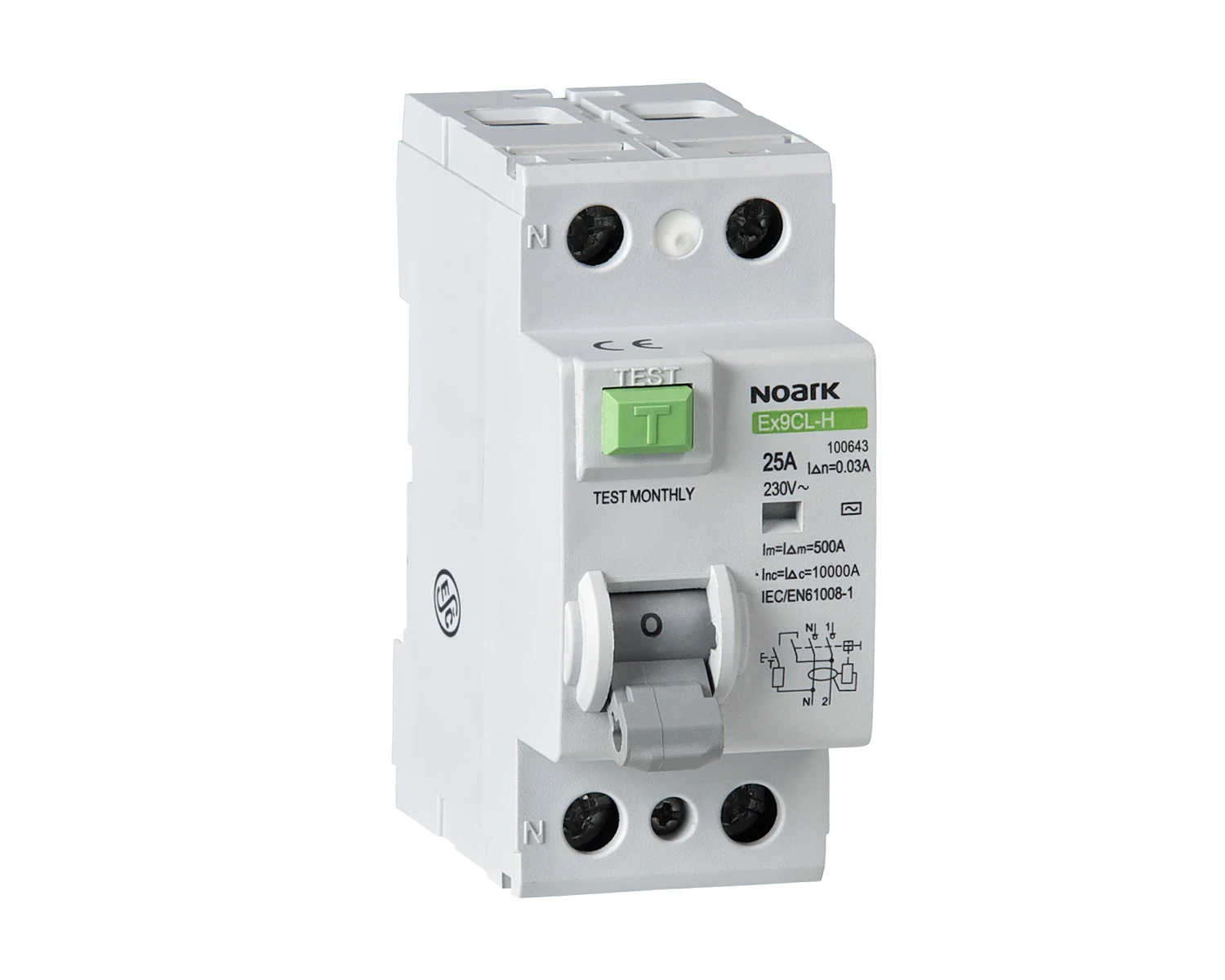 Intrerupator diferential RCCB 80A 2P 100mA 10kA tip S+A - Noark Ex9CL-100 100729