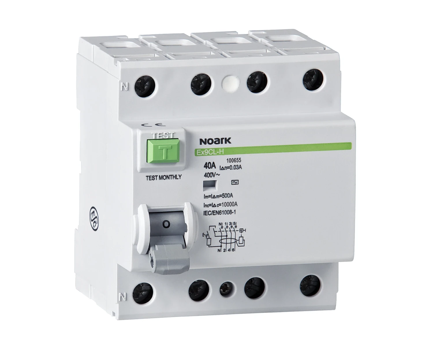 Intrerupator diferential RCCB 80A 4P 300mA 10kA tip S+A - Noark Ex9CL-100 100736