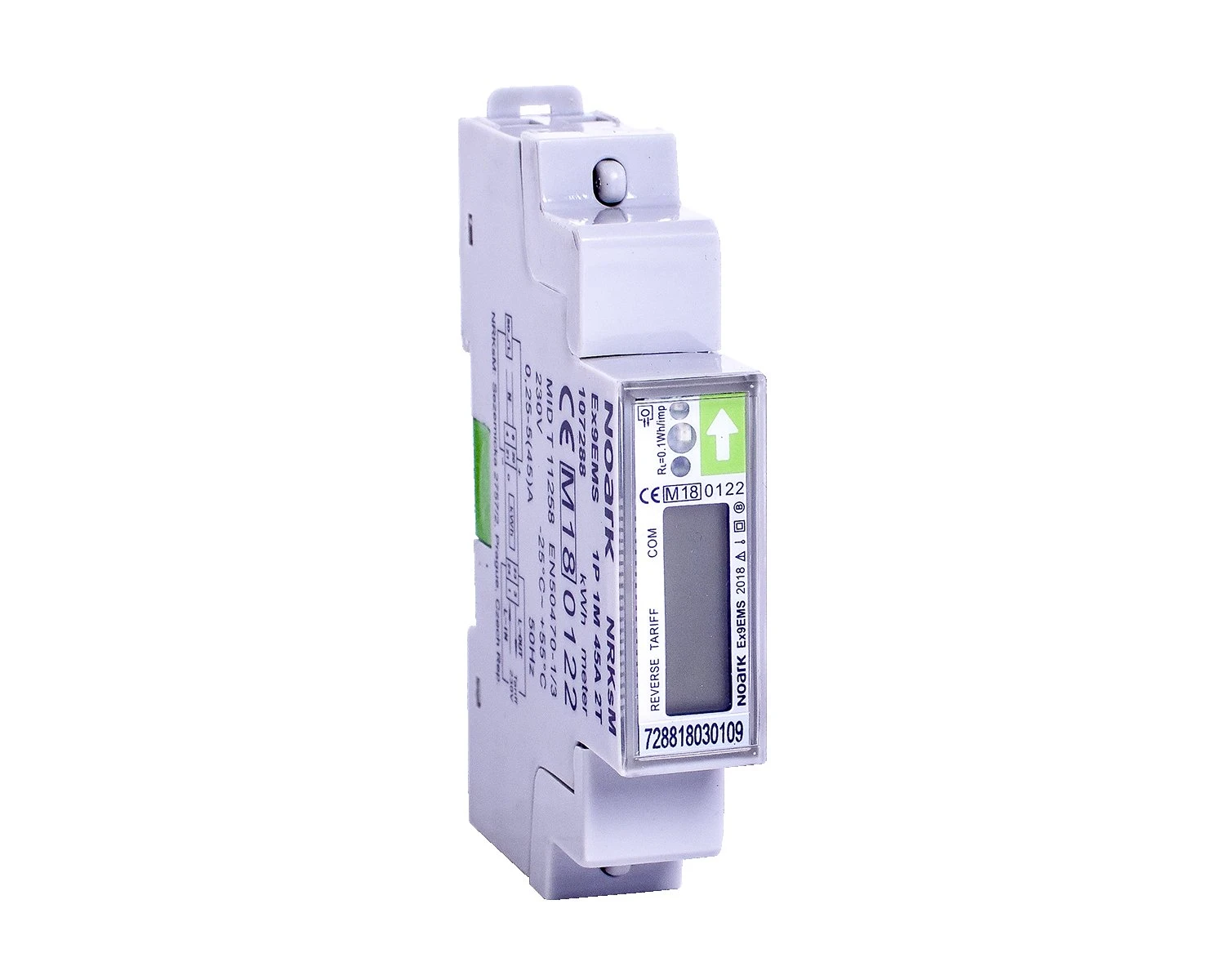  Contor de energie inteligent 1-pol 1-modul 45 A 1-tarif afisaj LCD Ex9EMS 1P 1M 45A 1T - Noark - 107287