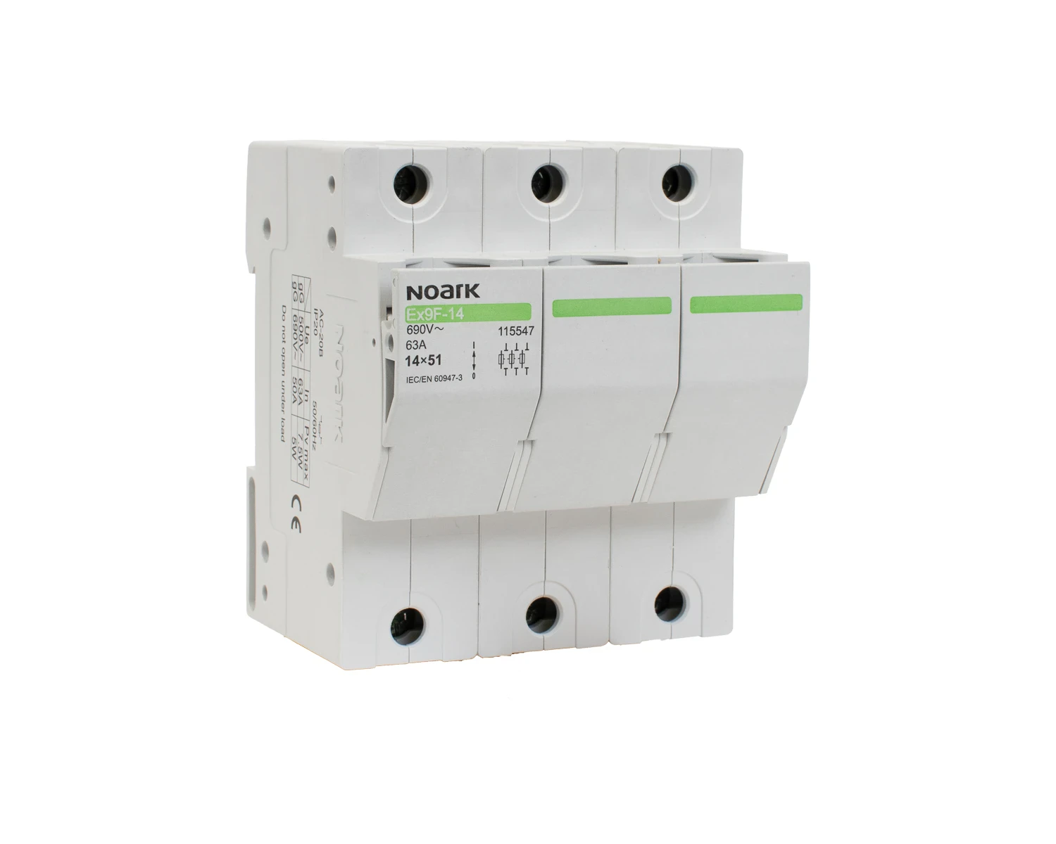 Separator de sarcina cu fuzibil 63A, 3P, 14X51mm, fara indicator ardere fuzibil - Noark - Ex9F-14 - 115547
