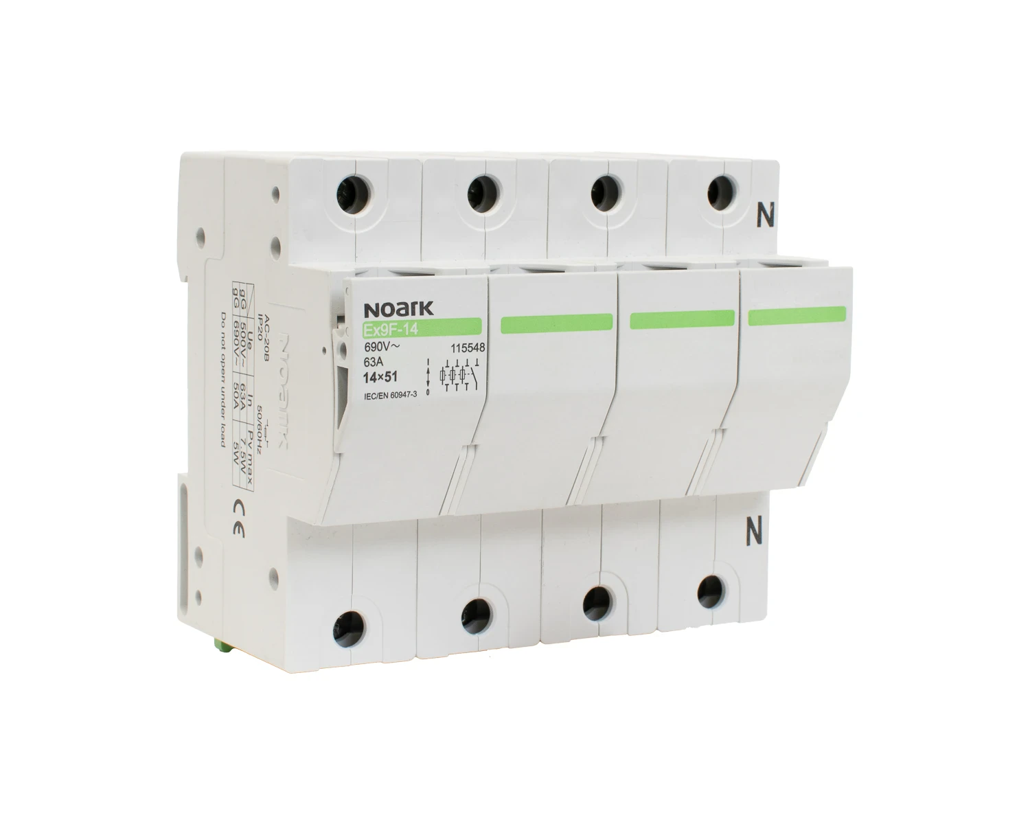 Separator de sarcina cu fuzibil 63A, 3P+N, 14X51mm, fara indicator ardere fuzibil - Noark - Ex9F-14 - 115548