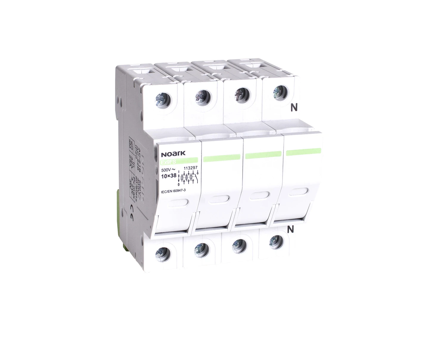 Separator de sarcina cu fuzibil 32A 3P+N 10x38mm fara indicator ardere fuzibil - Noark - Ex9FS WI - 113297
