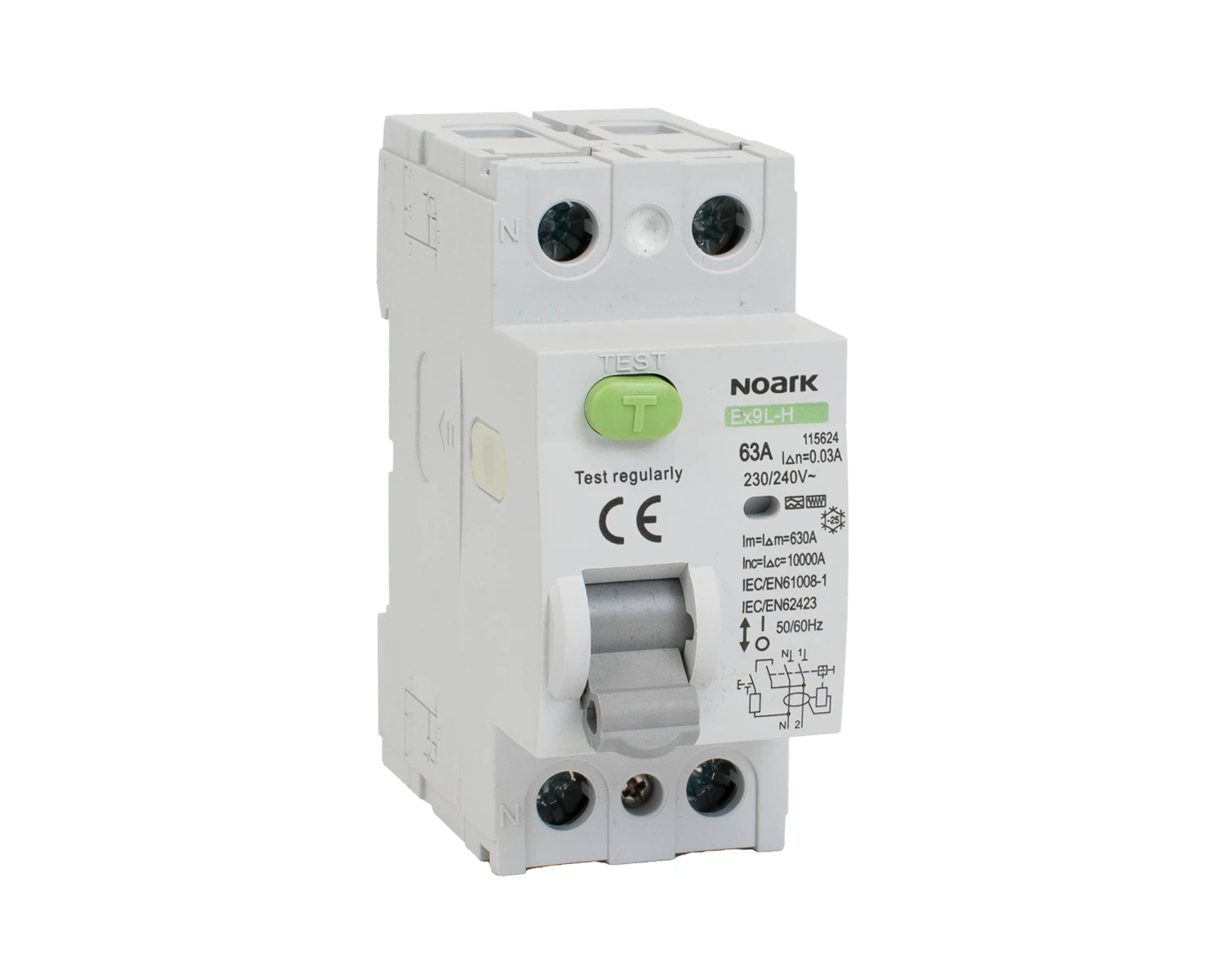 Intrerupator diferential RCCB 25A 2P 100mA 10kA tip F - Noark Ex9L-H 115625