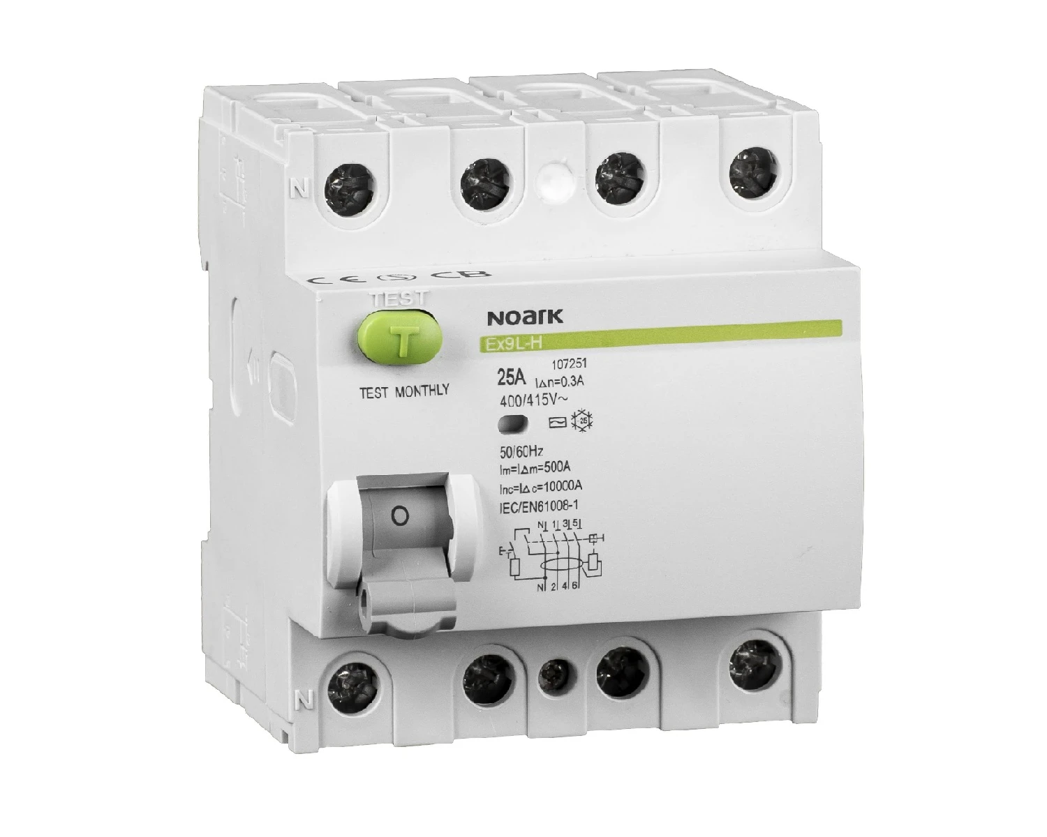 Intrerupator diferential RCCB 40A 4P 300mA 10kA tip A - Noark Ex9L-H 108214