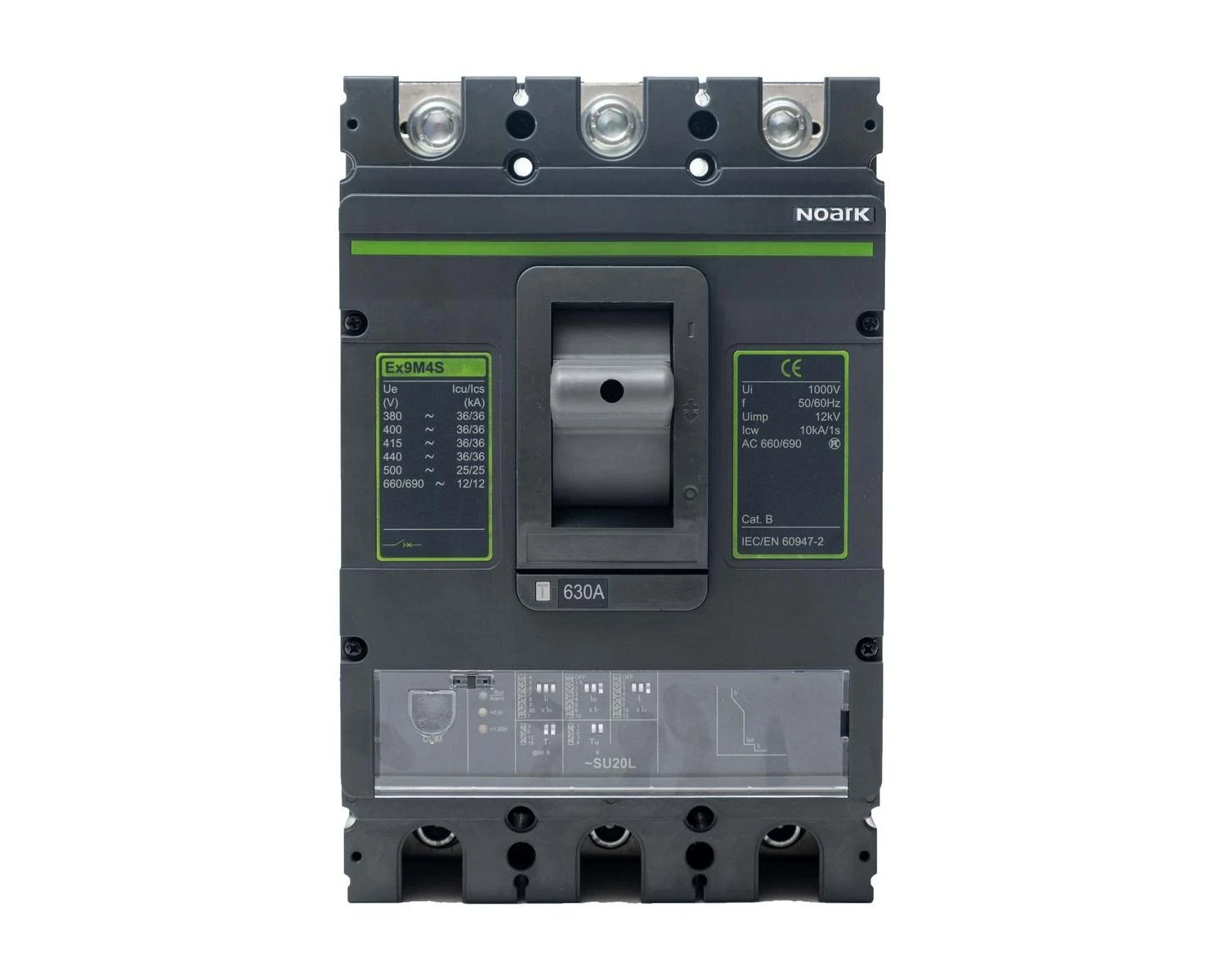 Intrerupator USOL 630A AC 3P 100kA Bloc declansator electronic (DIP) SU20L  cadru M3  - Noark Ex9M3H 111247