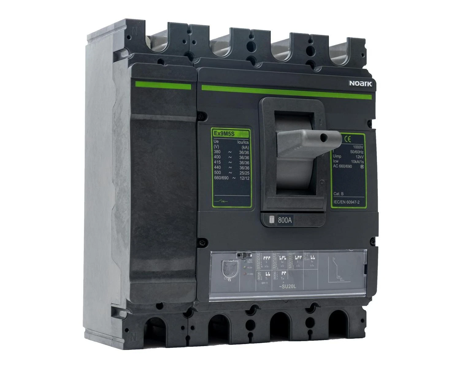 Intrerupator USOL 800A, AC, 4P, 150kA, Bloc declansator electronic (DIP) SU20L, , cadru M5  - Noark Ex9M5P 111276
