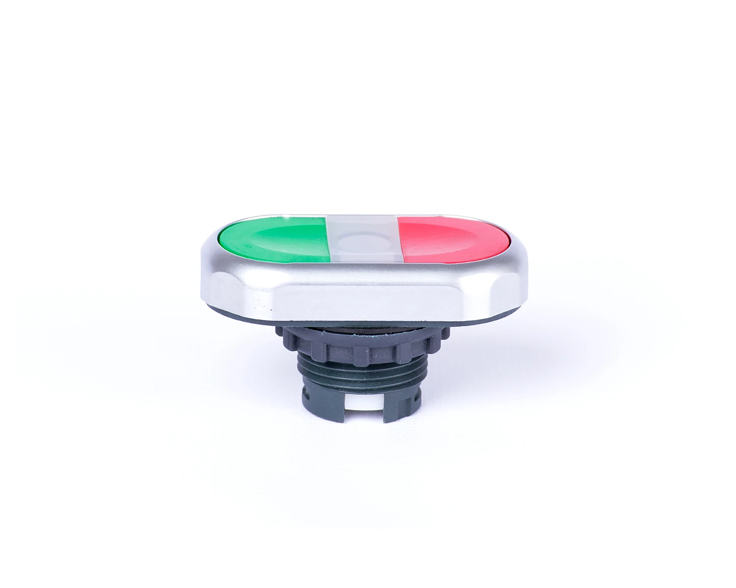 Buton dublu, cu revenire, fara inscripţionare, cu indicator luminos, verde+roşu ex9p1 di gr - noark - 105659