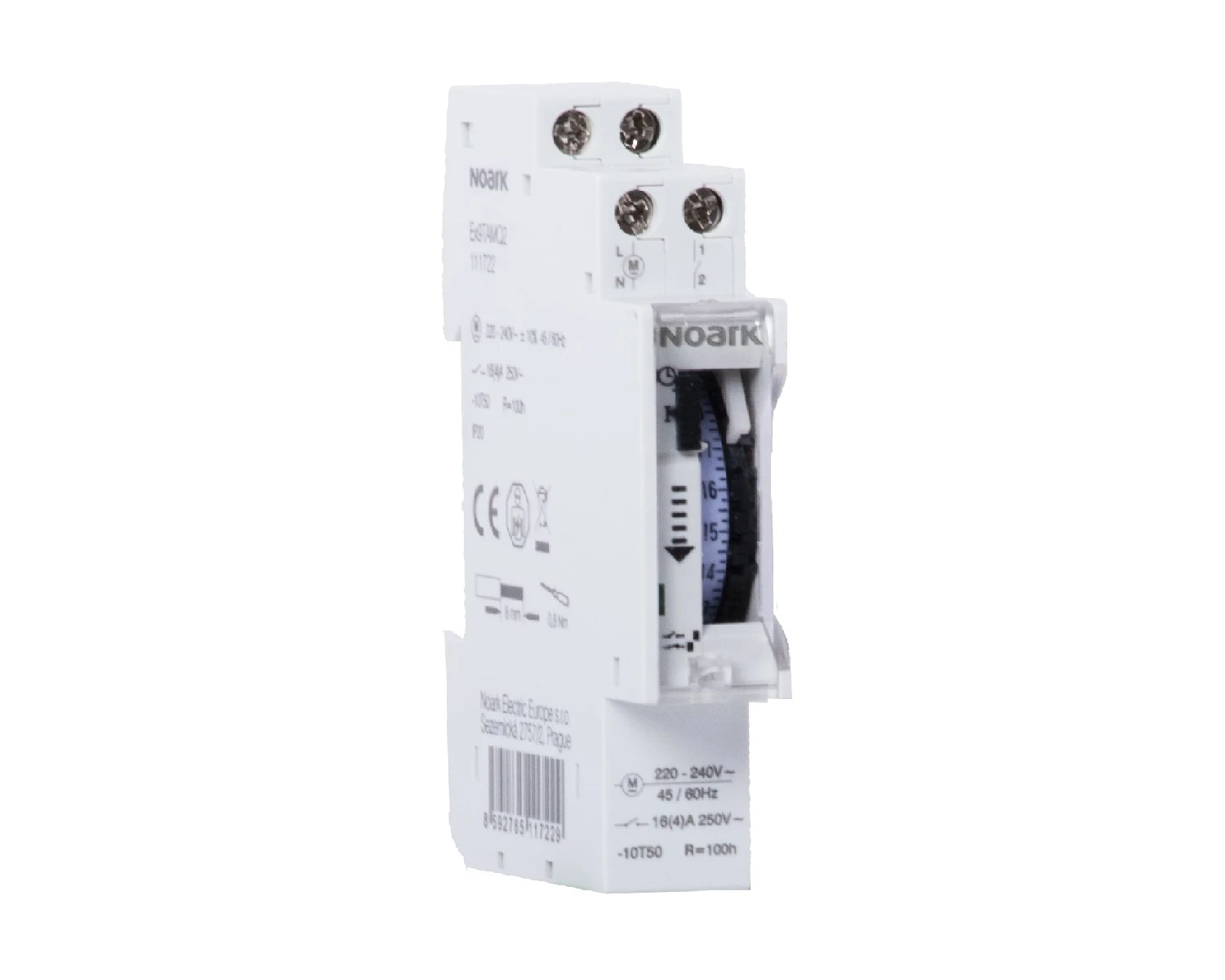 Programator analogic Mini program zilnic  Quartz 16A 1 canal cu contact NO Tensiune 230V Ex9TAMQ2 1NO 230V - Noark - 111722
