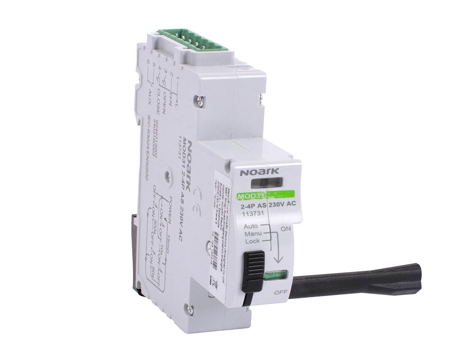 Motor actionare de la distanta pentru Ex9BH Ex9BN  Ex9BS pentru 2 3 si 4-poli cu reanclansare automata si cu contact de stare inchis/deschis tensiune de comanda 110-230V AC MOD31 2-4P AS 230V AC -Noark - 113731