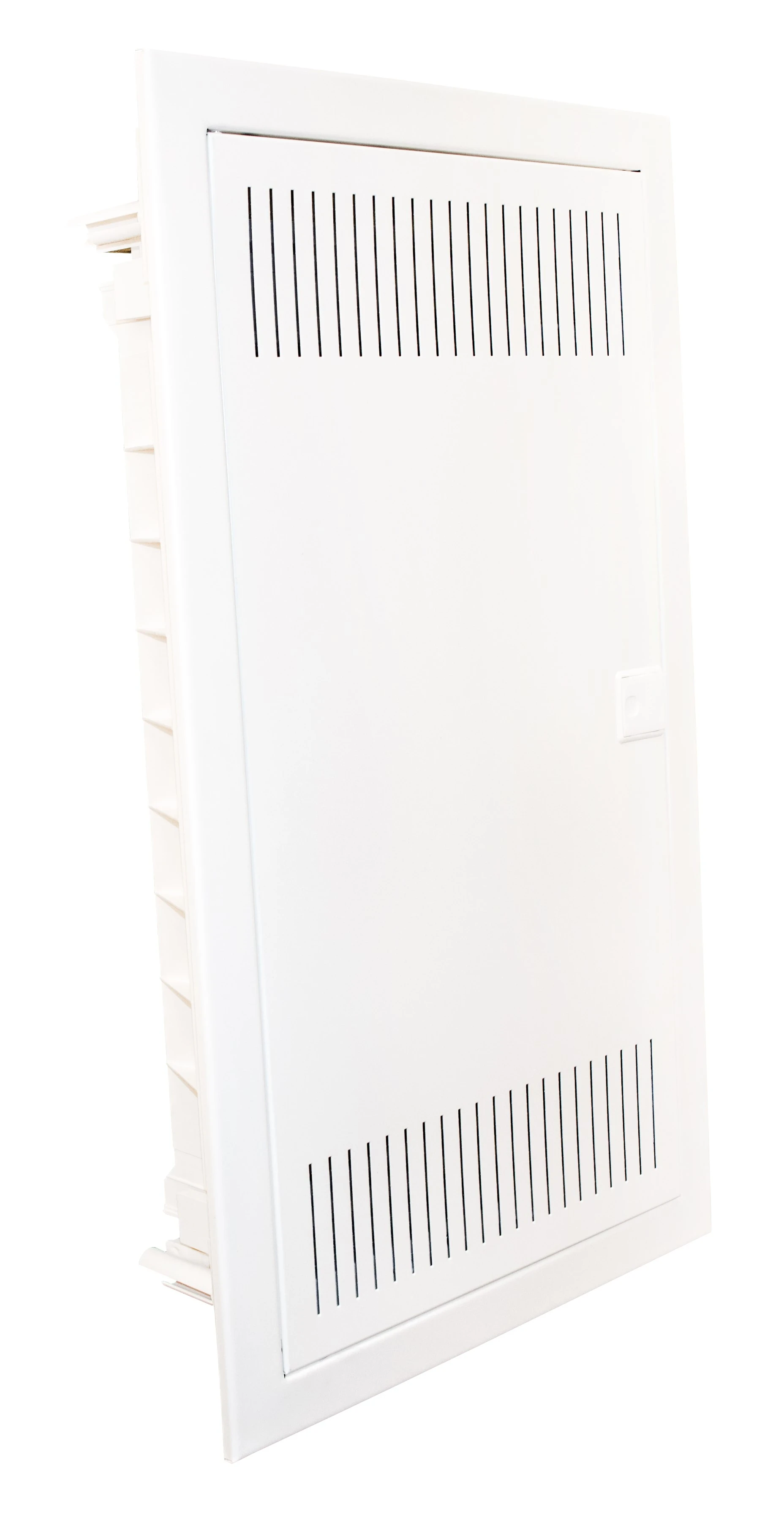 Cofret de distributie cu usa alba din tabla plata, incastrata, multimedia, 1 rand (12 module) - PMF-MM 12 - Noark, 107264