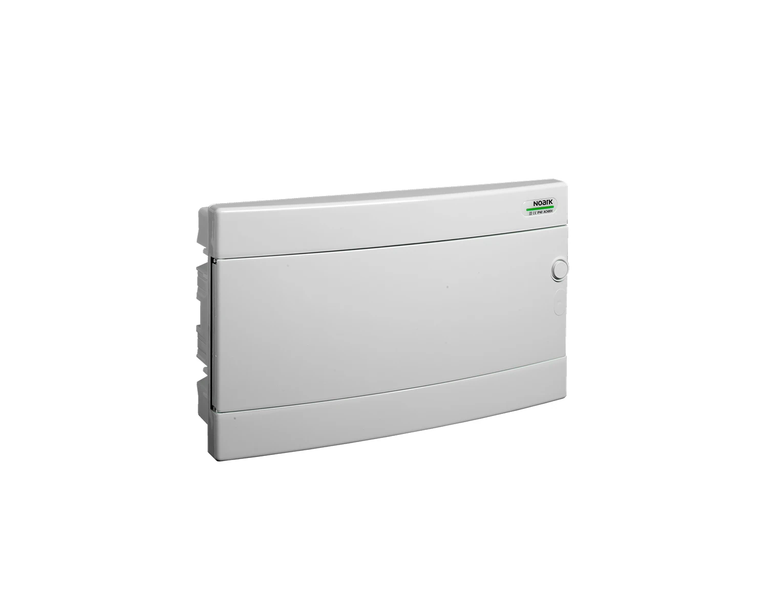 Tablou sigurante din plastic, potrivit pentru pereţi cu imperfecţiuni, montaj incastrat, usa alba, ip40, 1 rand, (18 module) - pnf-hw 18w - noark, 