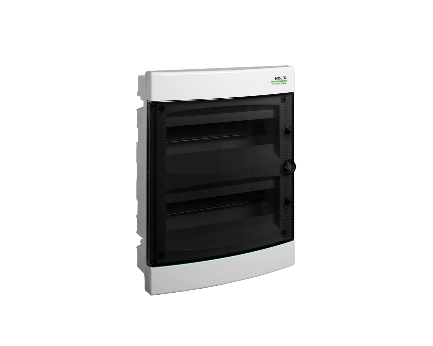 Tablou sigurante din plastic, potrivit pentru pereţi cu imperfecţiuni, montaj incastrat, usa transparenta, IP40, 2 randuri, (2x12 module) - PNF-HW 24T - Noark, 106168
