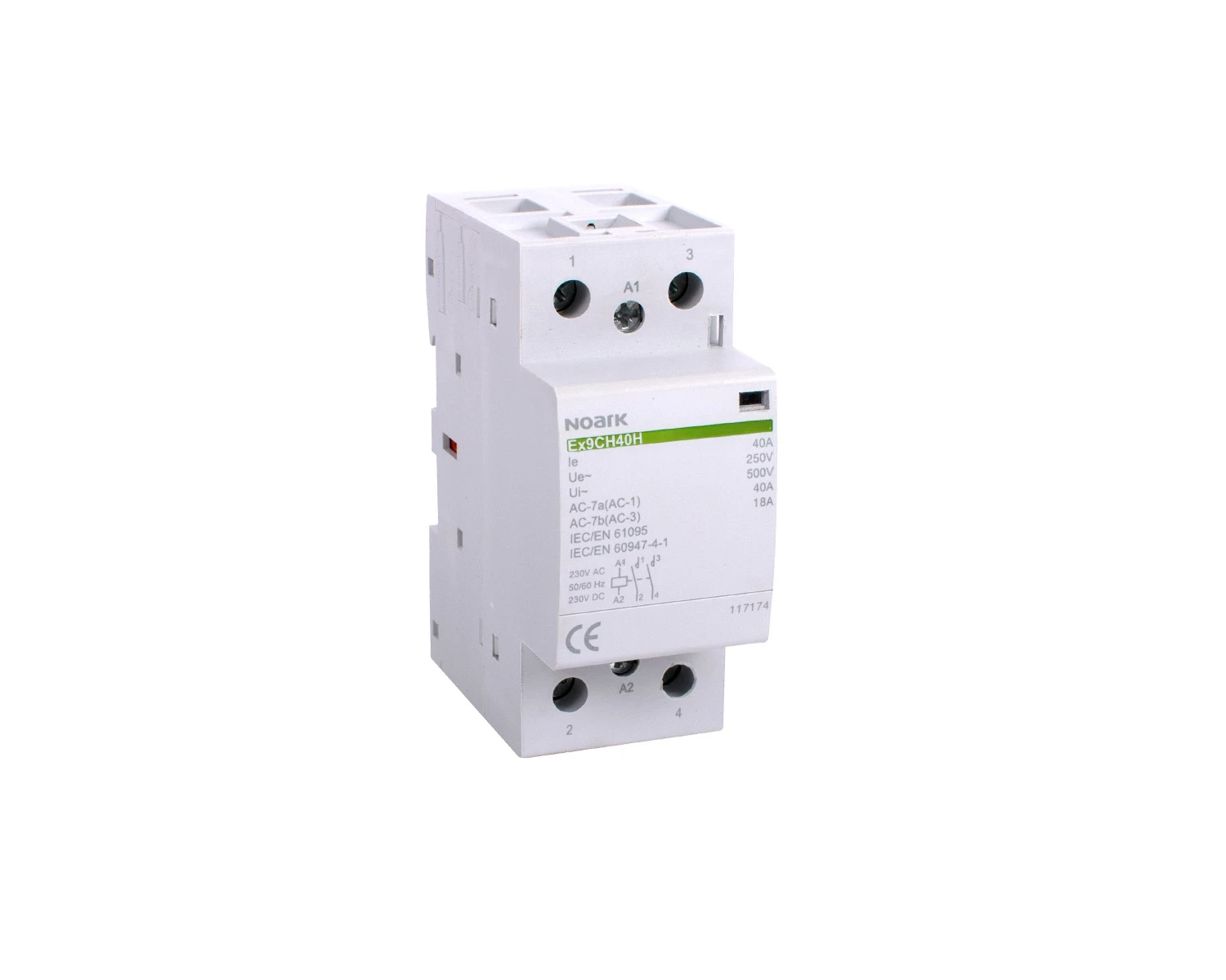 Contactor modular silentios 40A bobina 24V AC/DC 1 NO - Noark Ex9CH40H 117167