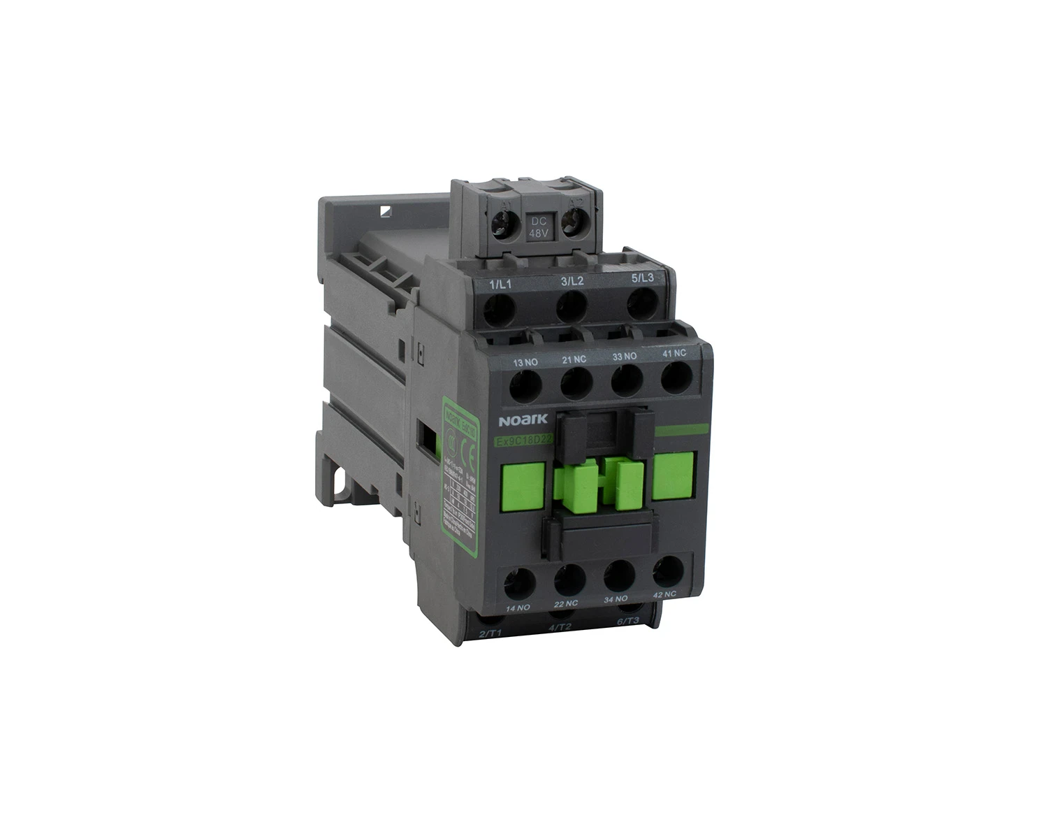 Contactor 3P (3ND) 18A, AC-3, tensiune bobina 220V DC, aux 2 NC + 2 NO - Noark, Ex9C18D, 116468