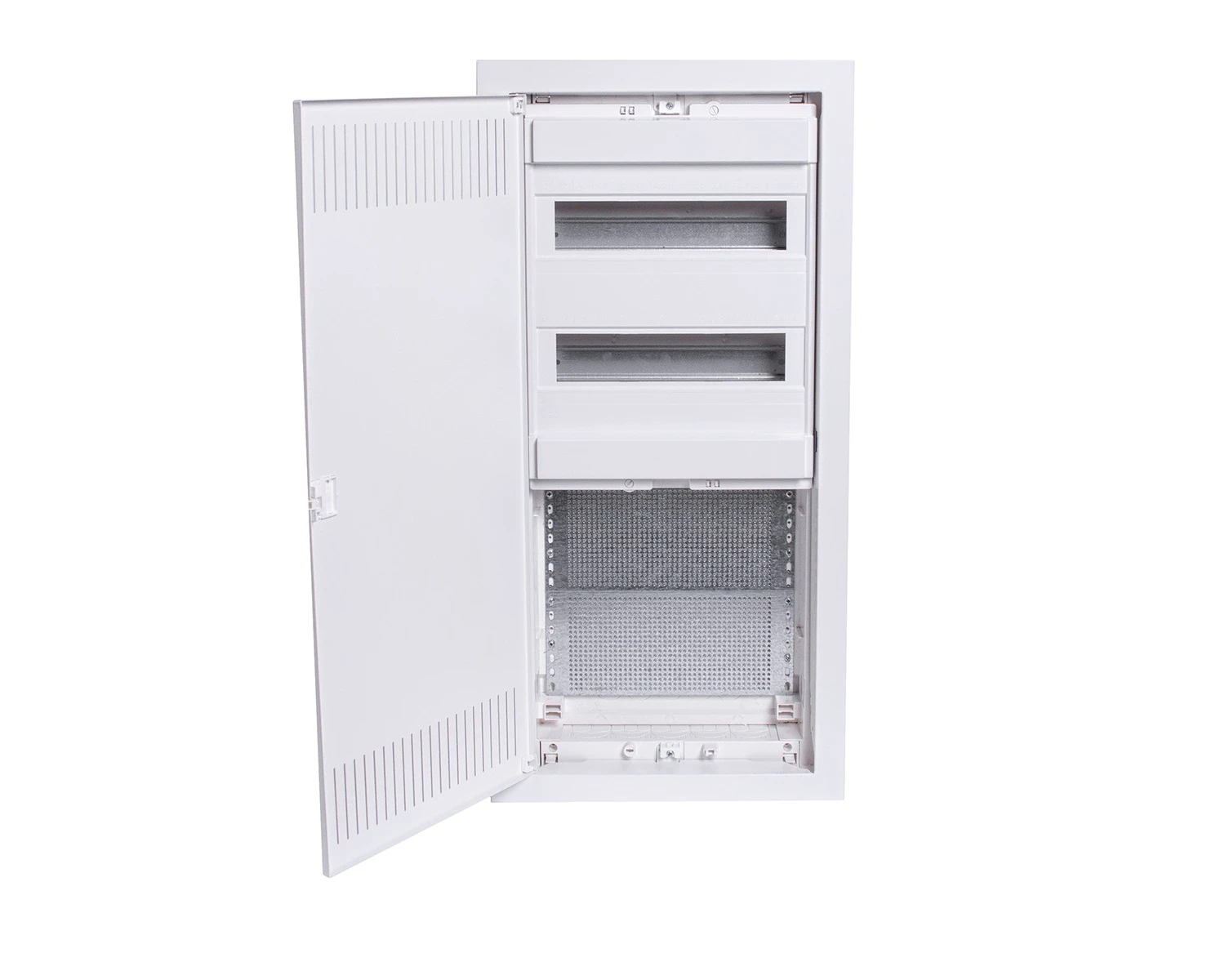 Tablou din plastic cu usi din tabla alba, combinatie de sine DIN si placi de montaj, montaj sub tencuiala, moduleltimedia, 5 randuri - PMF-C P 60-1 - Noark, 116893